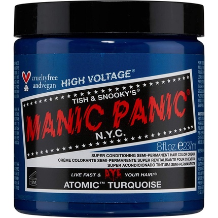 Высоковольтная классическая крем-краска для волос с формулой, 8 унций, атомная бирюза, Manic Panic manic panic classic electric amethyst