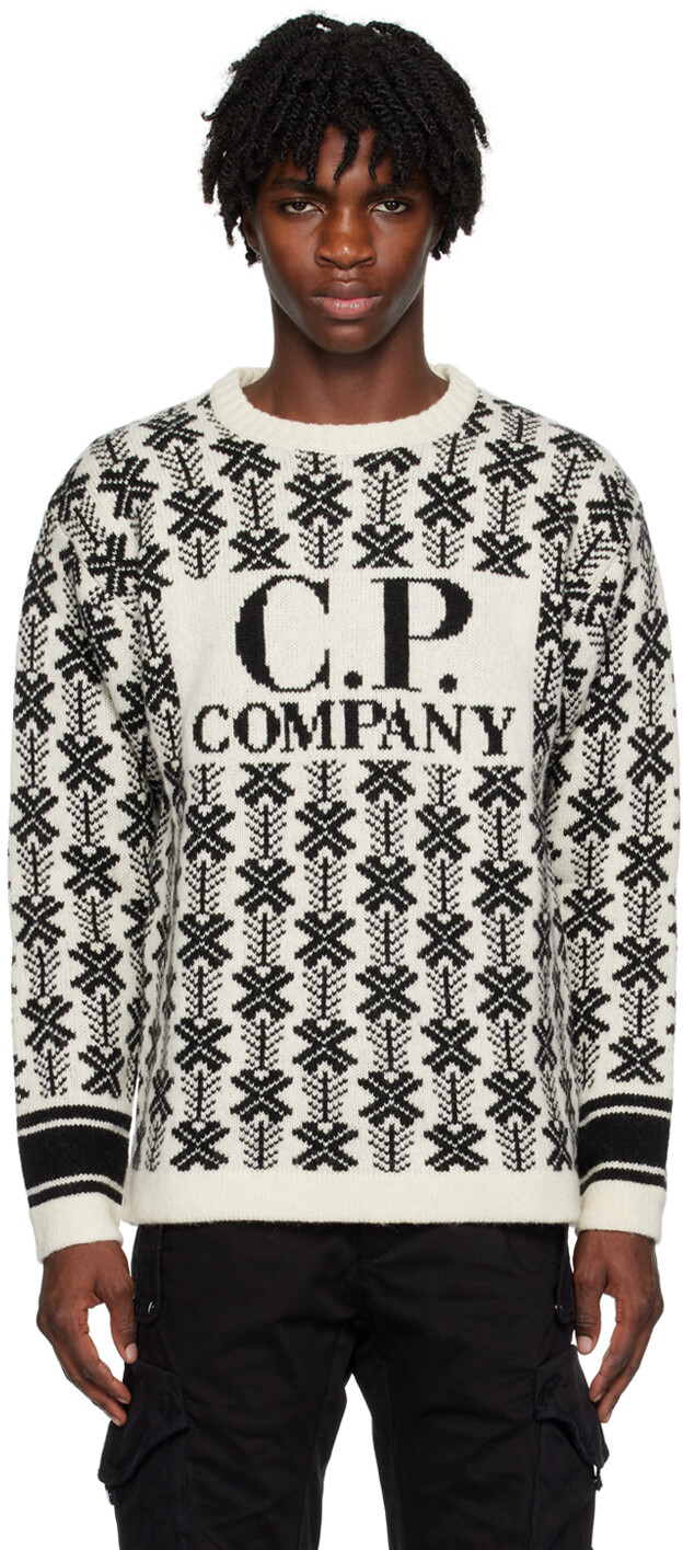 

КП Company Off-White & Black Жаккардовый свитер C.P. Company
