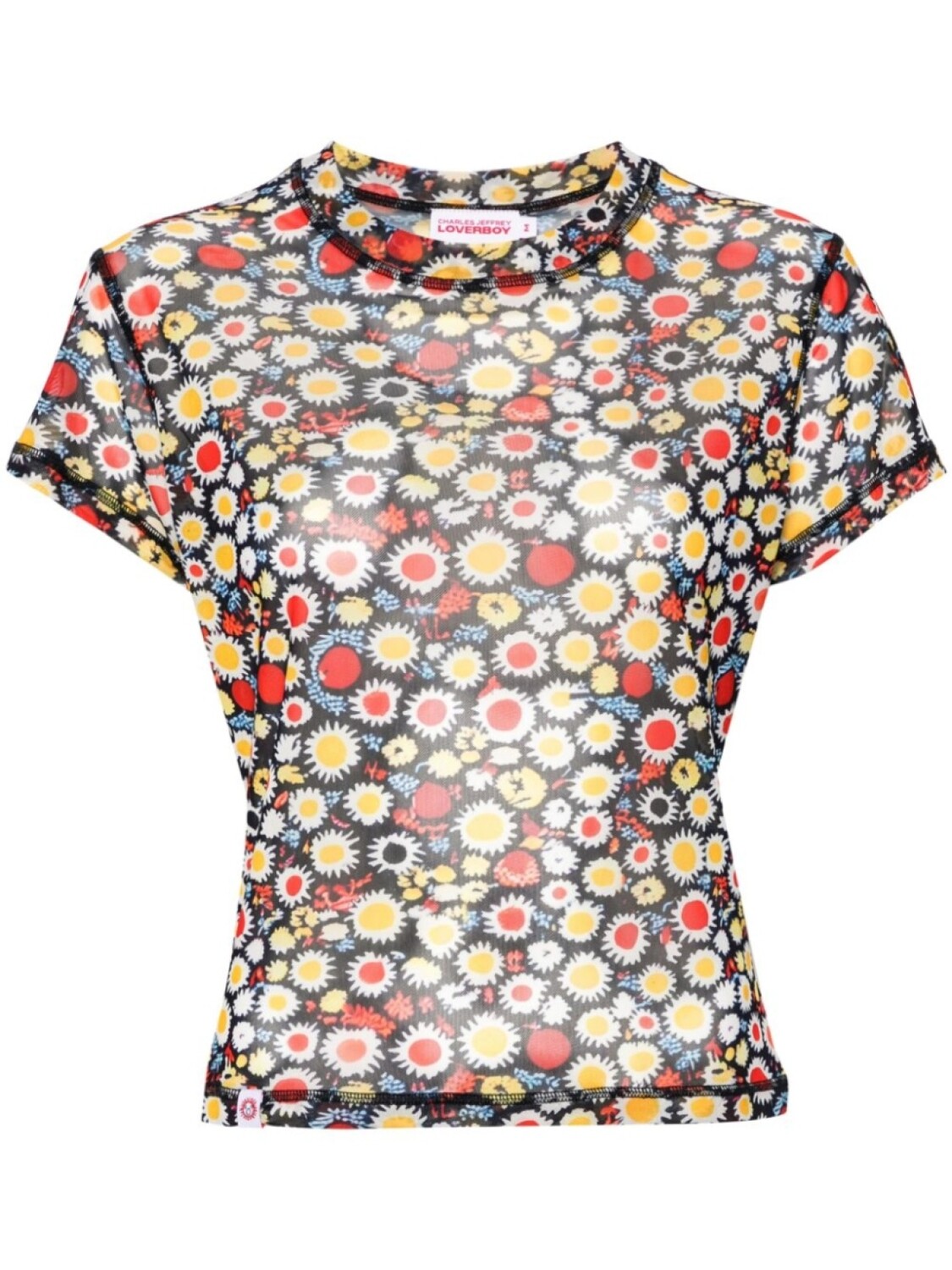 

Футболка Charles Jeffrey Loverboy из сетчатой ткани с цветочным принтом, черный