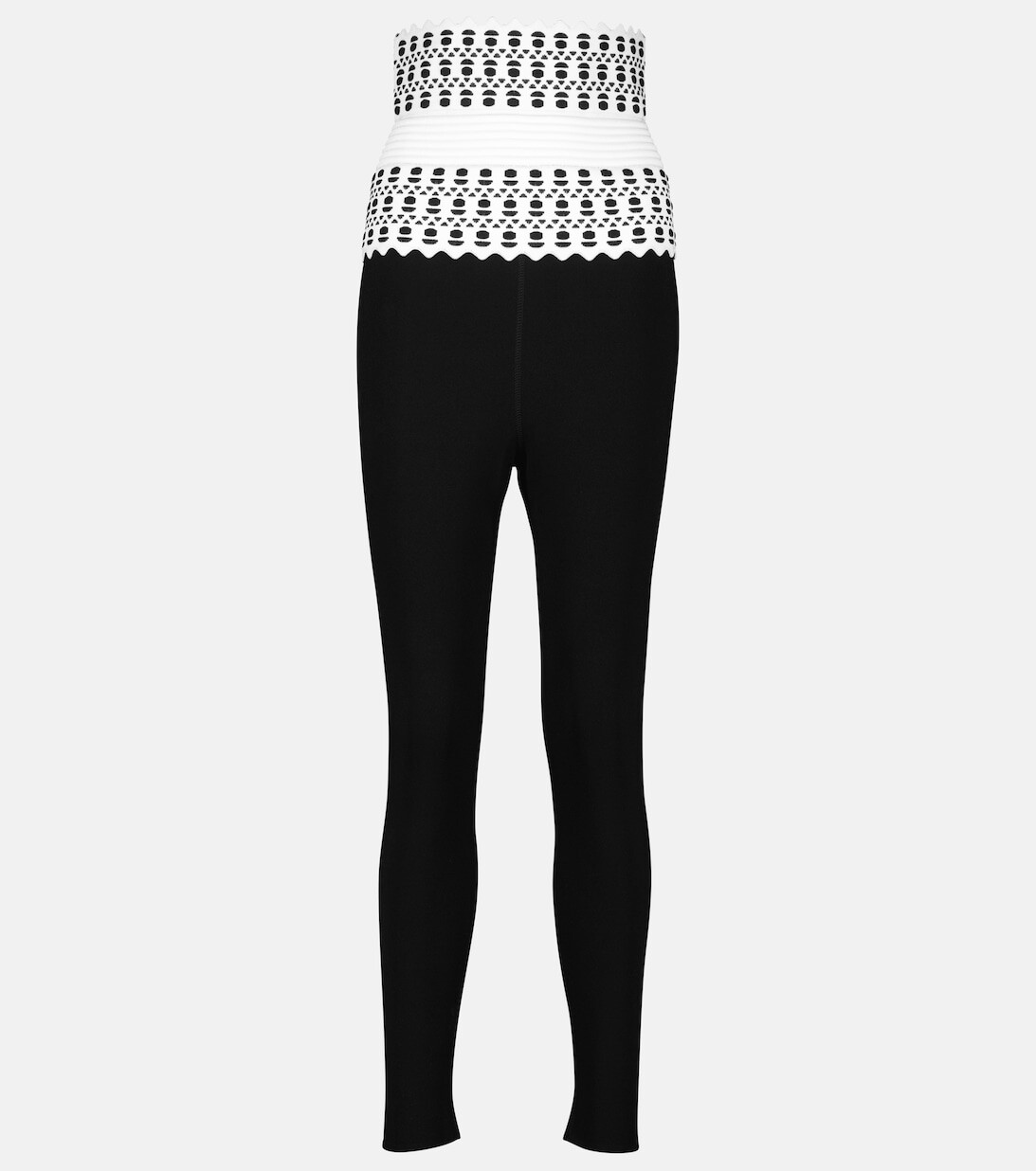 

Леггинсы жаккардовой вязки с высокой посадкой ALAÏA, черный
