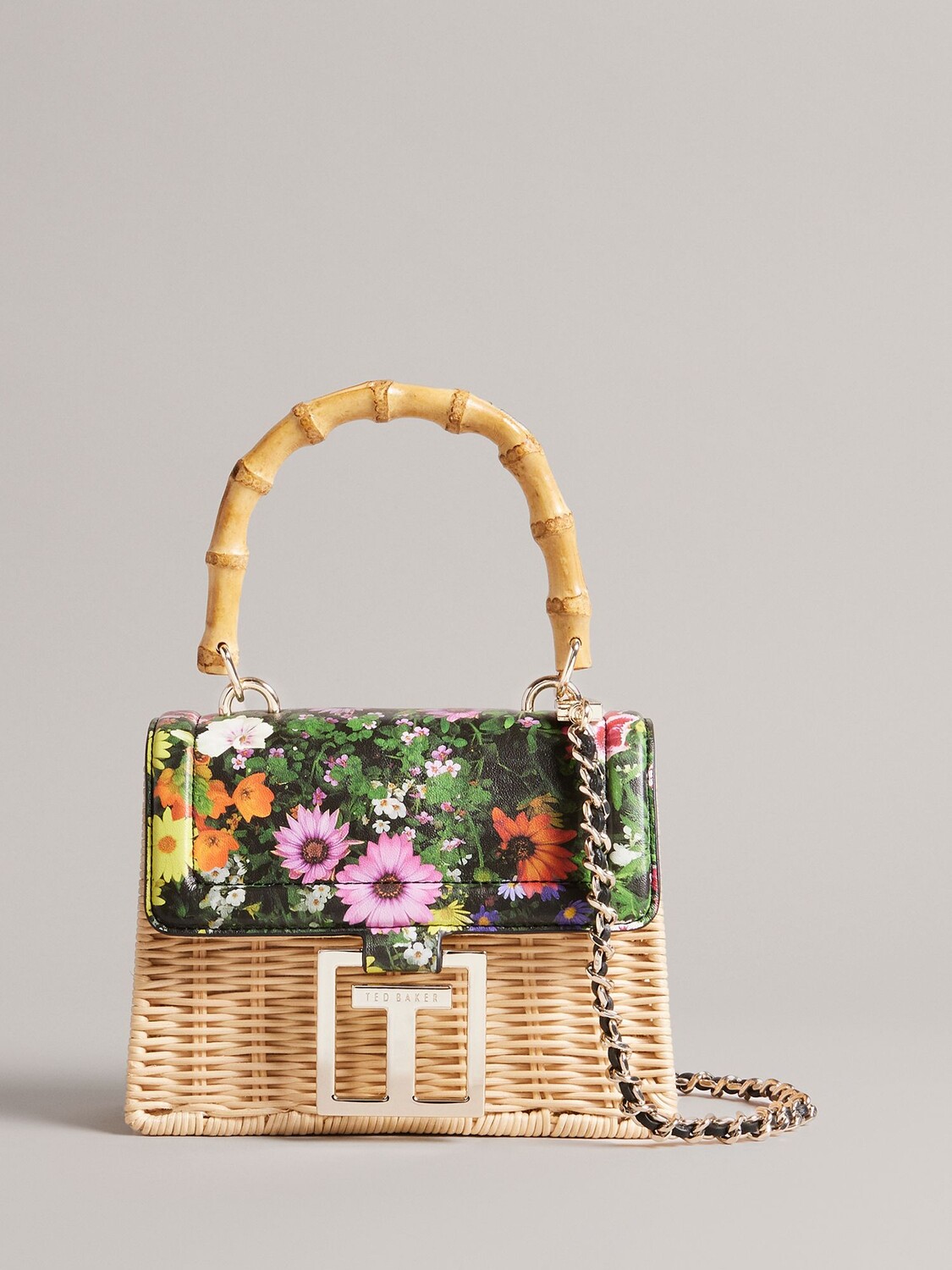 

Миниатюрная сумка-корзина с цветочным принтом Ted Baker Jaysisa, черный/мульти