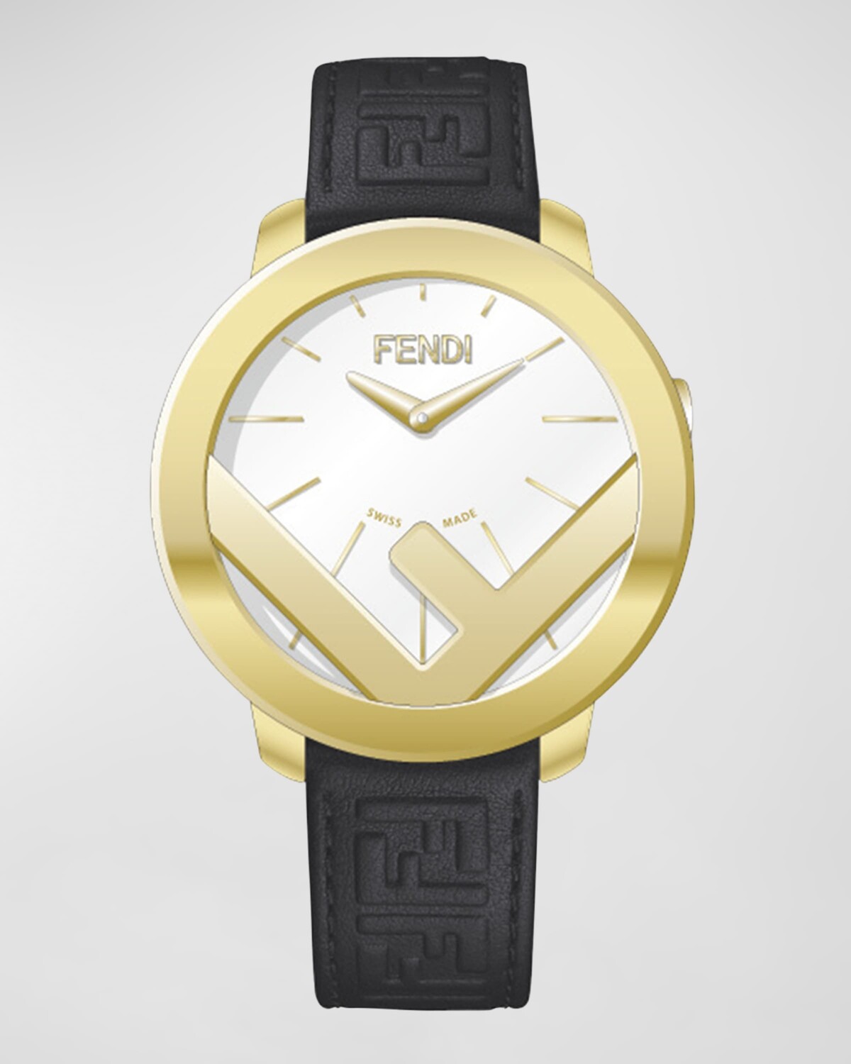 

Часы F is Fendi FF с кожаным браслетом, 28 мм, цвет Bianco Nero