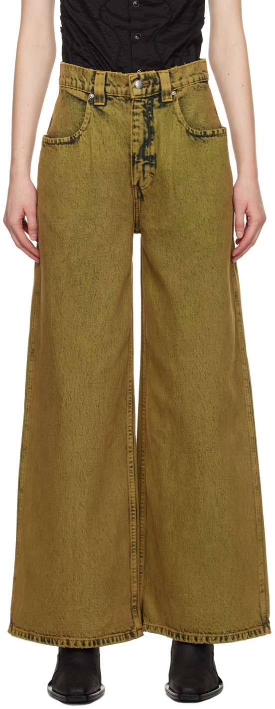 Ультраширокие джинсы цвета хаки Eckhaus Latta, цвет Swamp