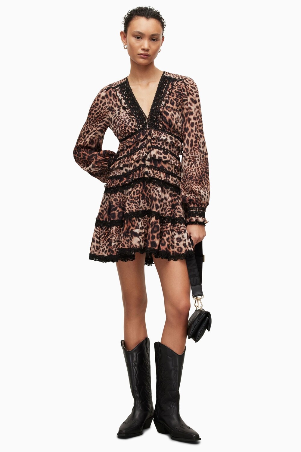 

Allsaints Zora Evita коричневое платье All Saints, коричневый