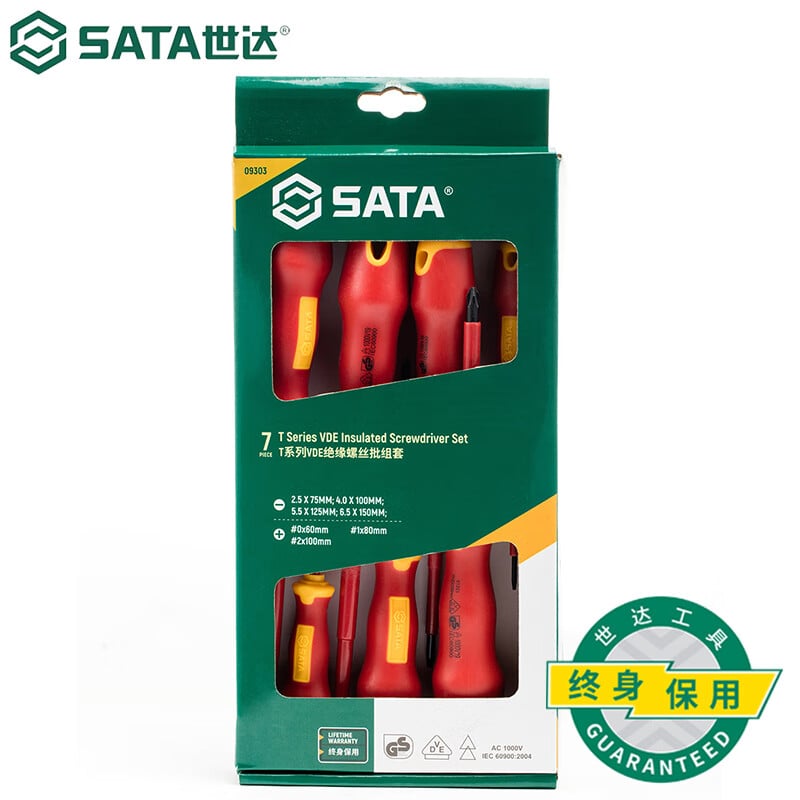 SATA, 7 предметов, серия T, набор изолированных отверток VDE, магнитные насадки 09303