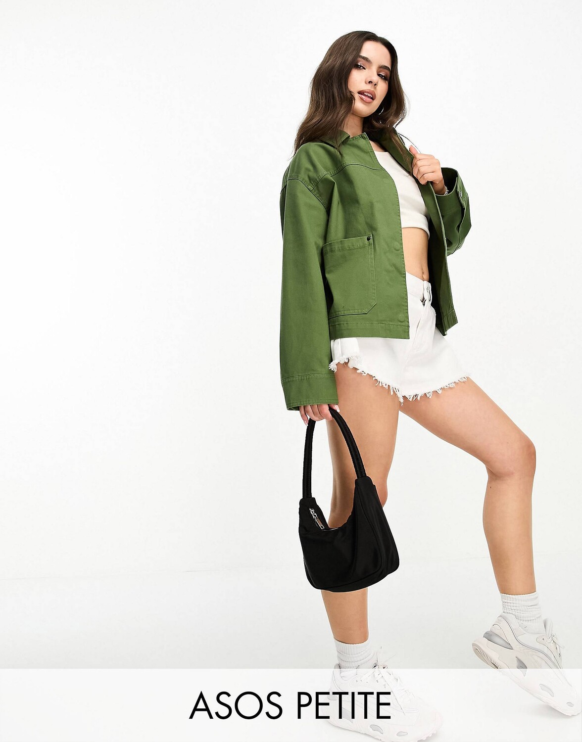 

Легкая хлопковая куртка с карманами цвета темного хаки ASOS DESIGN Petite ASOS Petite