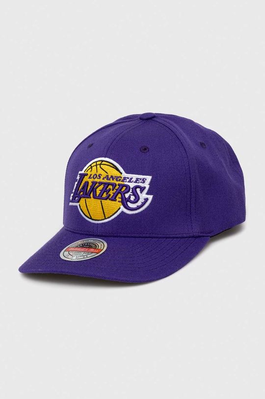 Кепка Los Angeles Lakers с козырьком с добавлением хлопка Mitchell&Ness, фиолетовый бейсболка mitchell