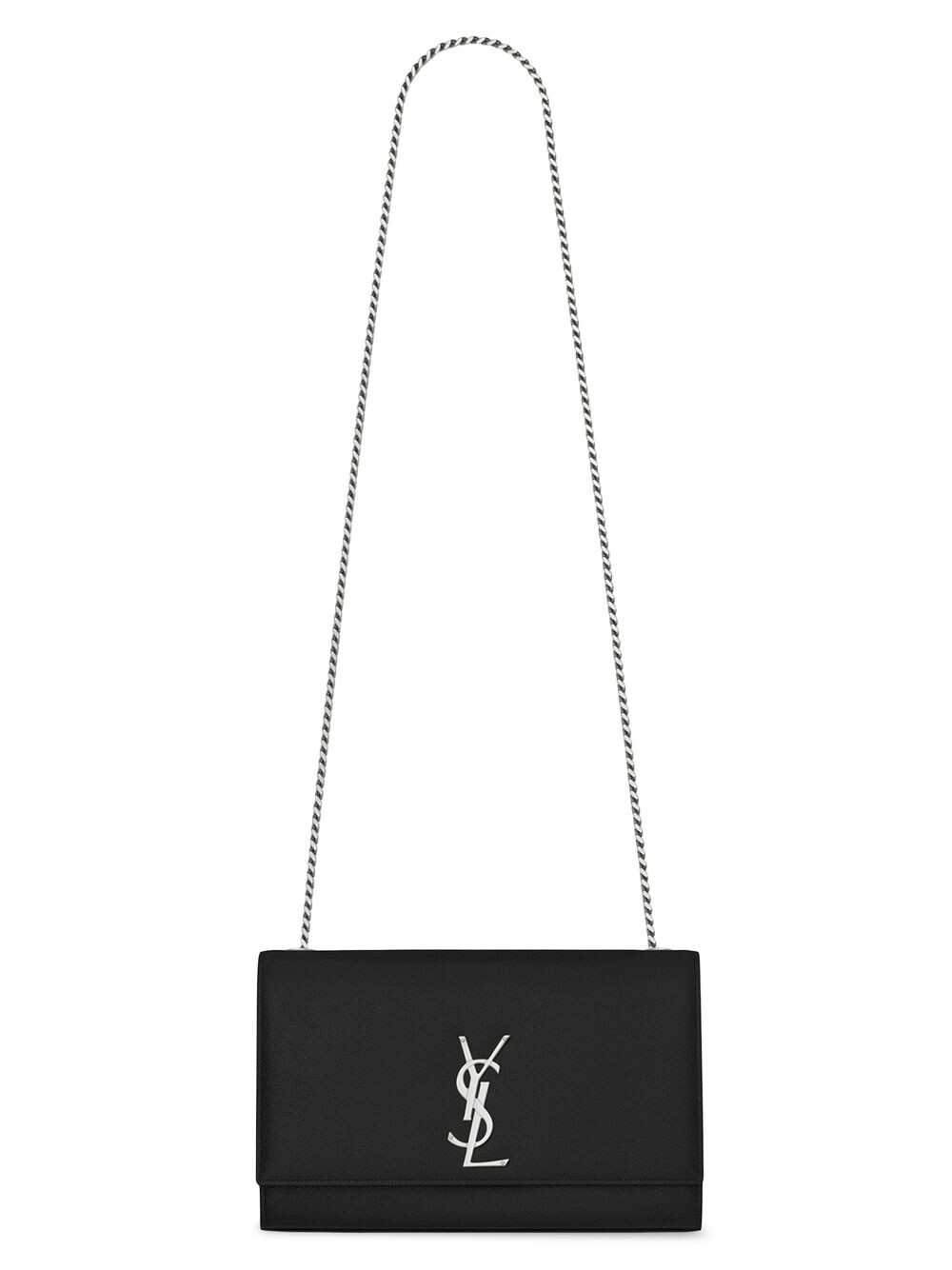 

Средняя сумка через плечо Kate из зернистой кожи Saint Laurent, черный
