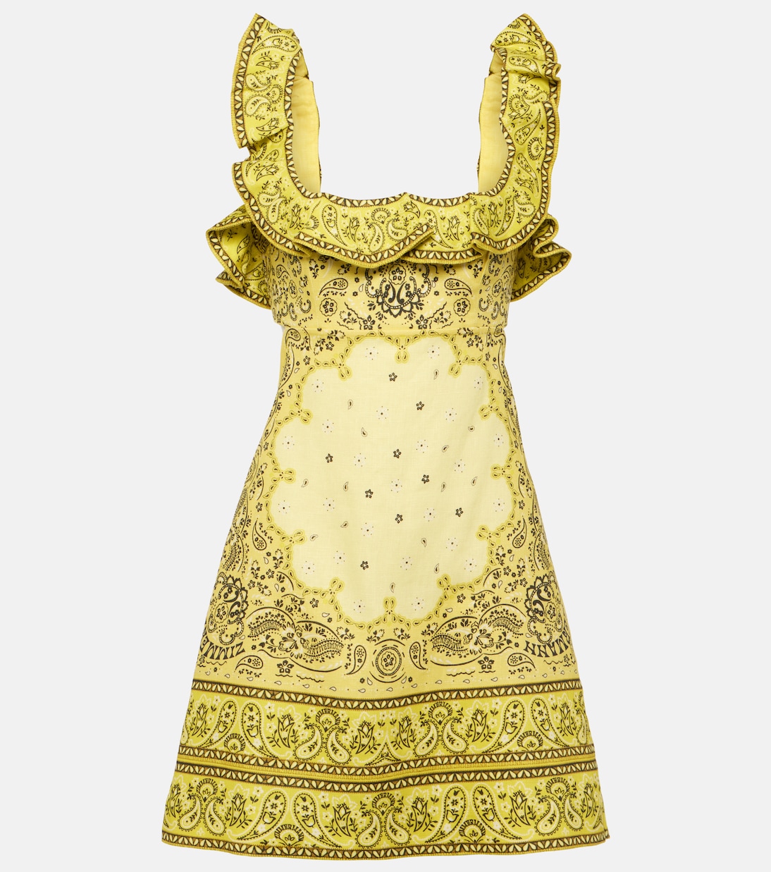 Льняное мини-платье matchmaker со сборками Zimmermann, желтый
