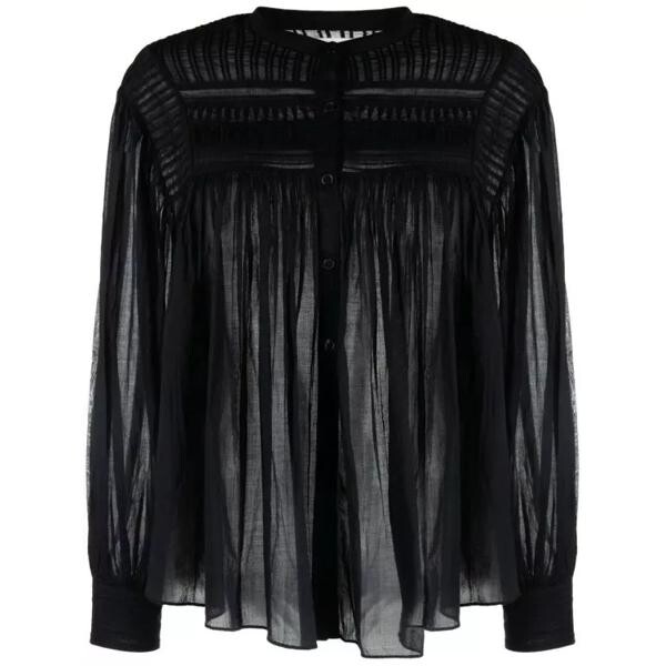 

Футболка plalia pleated cotton blouse Etoile Isabel Marant, черный