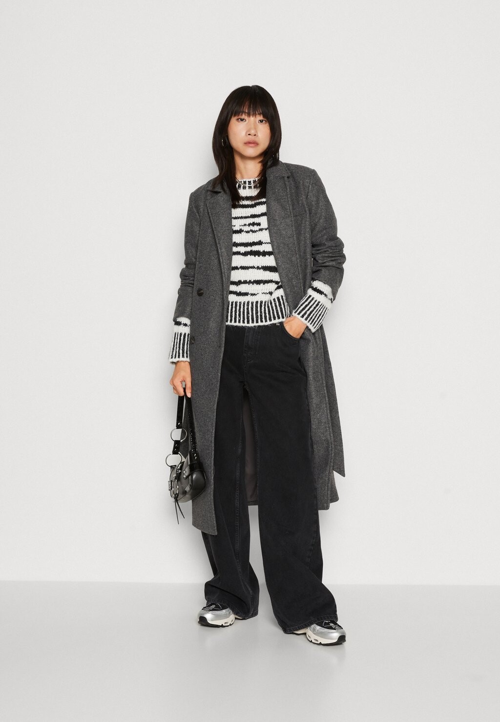 

Классическое пальто VILA ПАЛЬТО VIMANO MAXI TIE BELTED, цвет dark grey melange