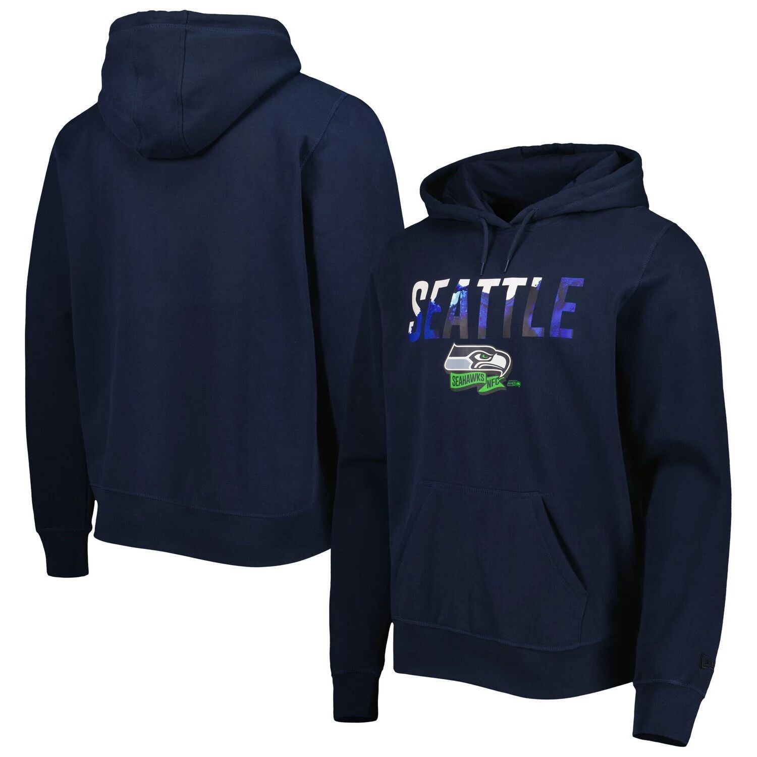 

Мужской темно-синий пуловер с капюшоном Seattle Seahawks Ink Dye New Era