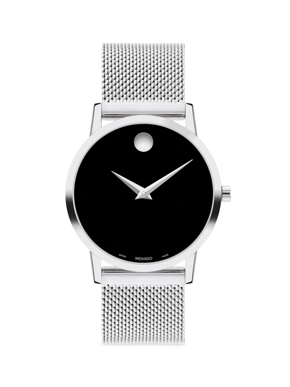 

Музейные классические часы из нержавеющей стали Movado, серебряный