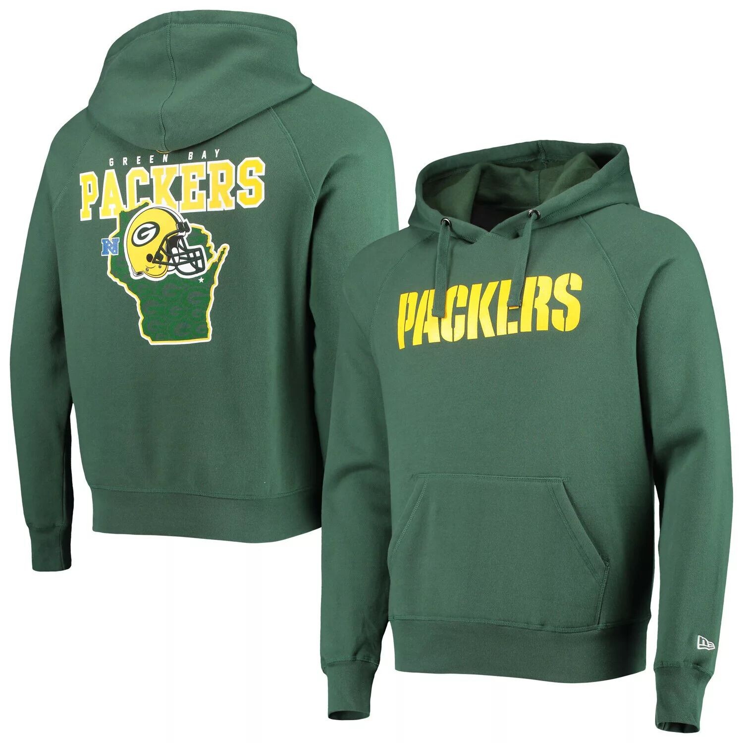 

Мужской пуловер с капюшоном New Era Green Green Bay Packers Local Pack