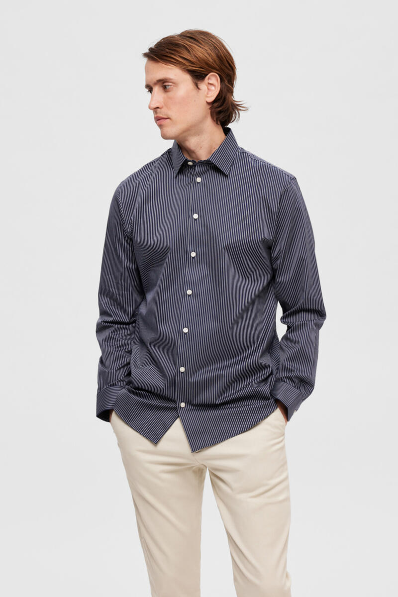 классическая рубашка из 100% хлопка Selected, синий цена и фото