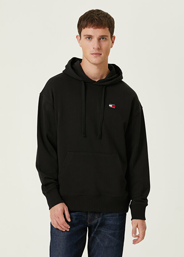 

Черный свитшот свободного кроя с капюшоном Tommy Jeans