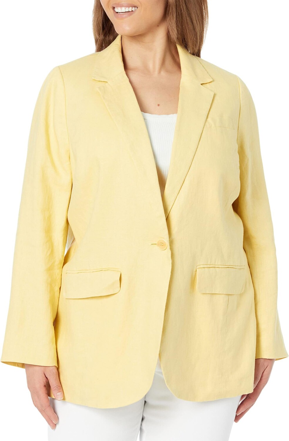 

Льняной Блейзер Plus Larsen - Однотонный Madewell, цвет Light Straw