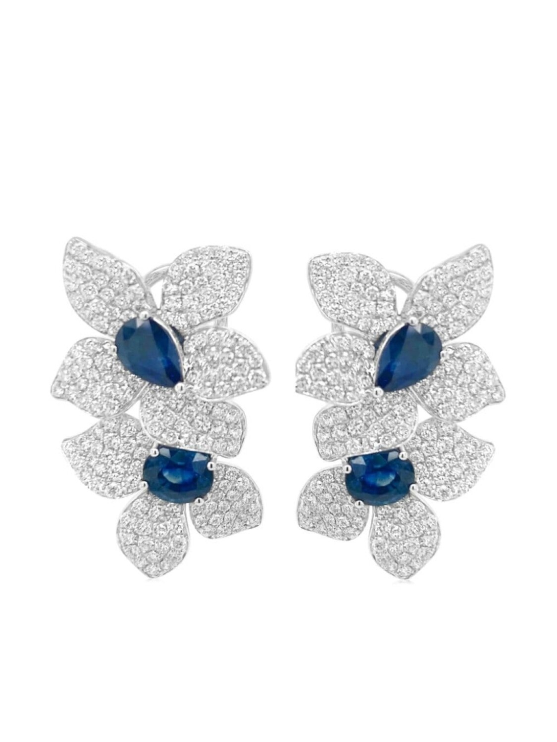 

Серьги-клипсы из белого золота с сапфирами и бриллиантами HYT Jewelry, синий