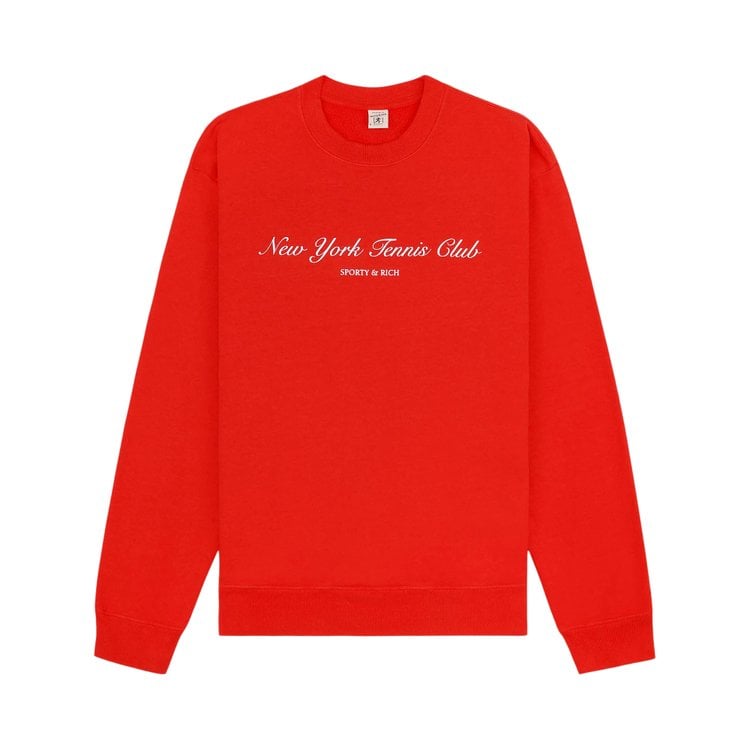 

Толстовка Sporty & Rich NY Tennis Club Crewneck Sweatshirt, цвет Bright Red/White