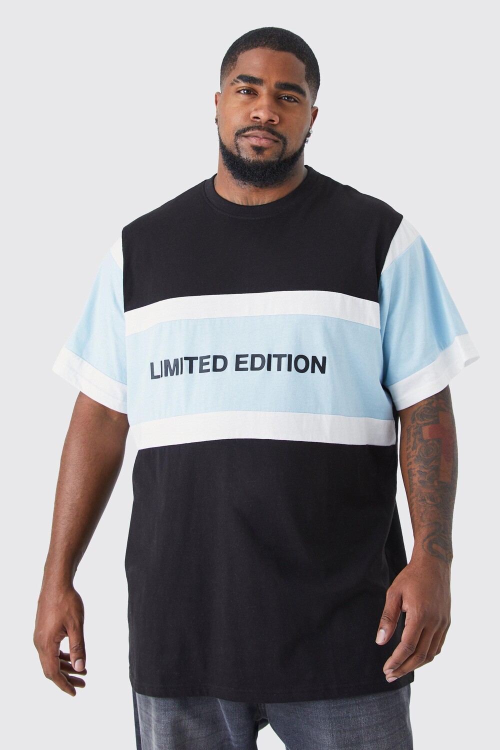 

Футболка plus longline limited color block Boohoo, черный