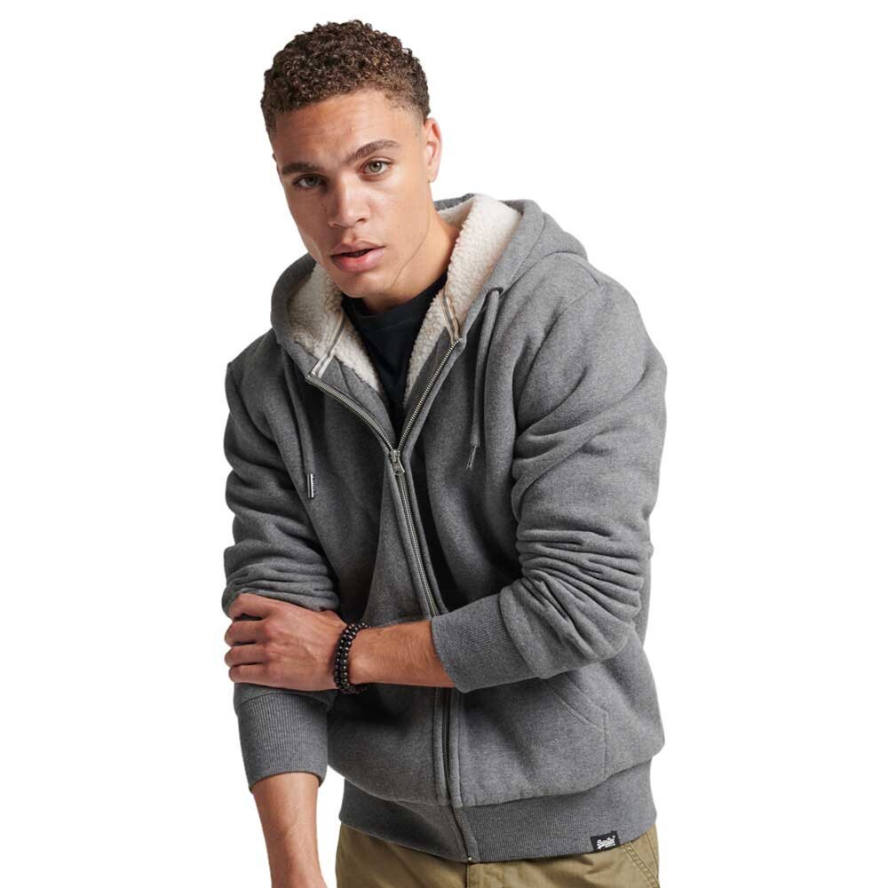 

Толстовка Superdry Borg Lined Hood Full Zip, серый