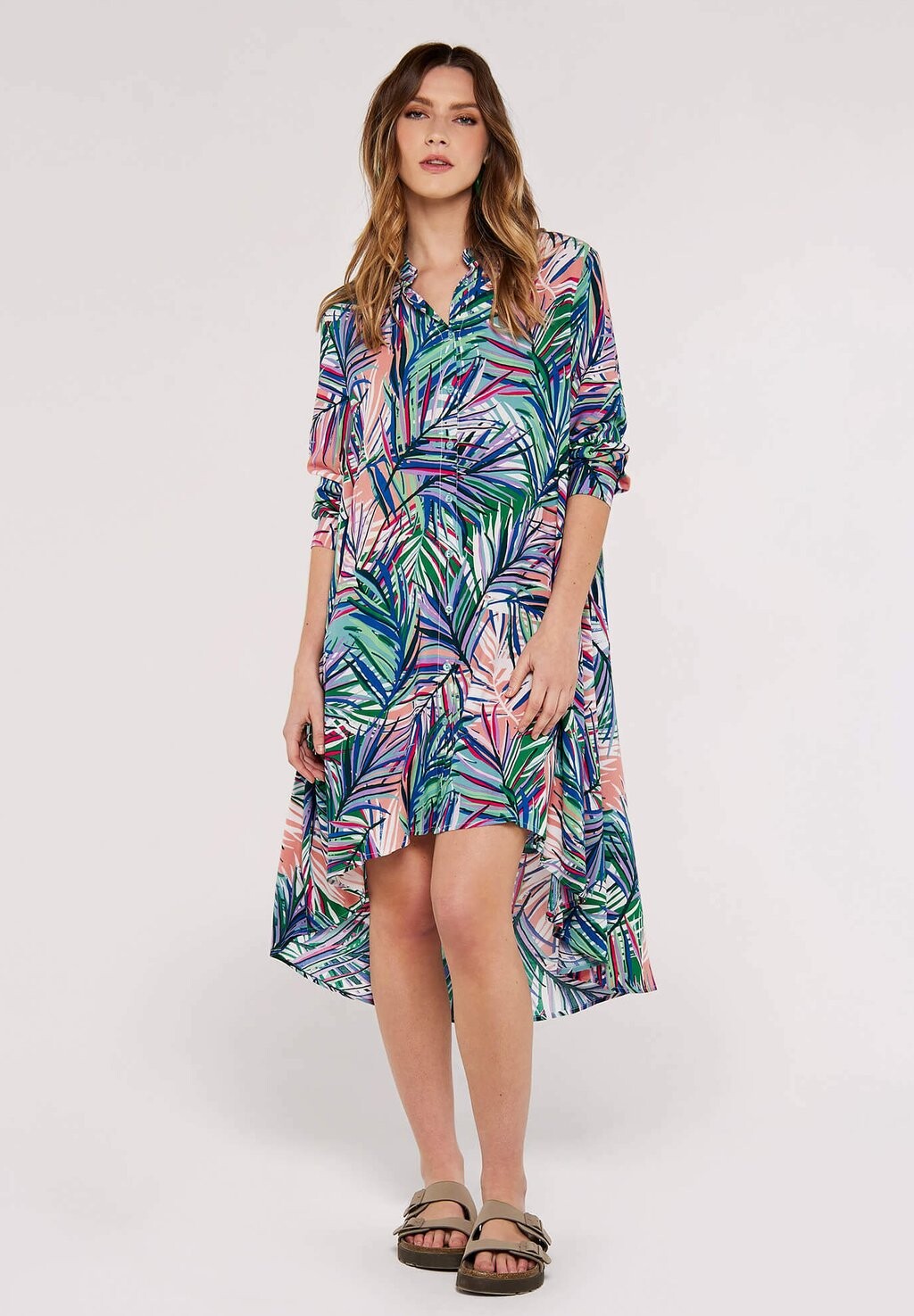 

Платье-рубашка HIGH-LOW TROPICAL Apricot, розовый