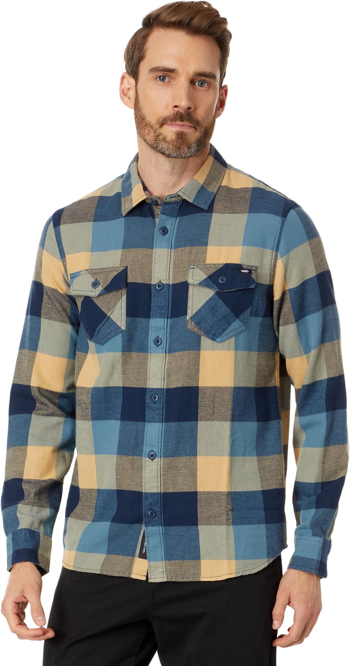 

Рубашка Box Long Sleeve Flannel Vans, цвет Bluestone/Taos Taupe