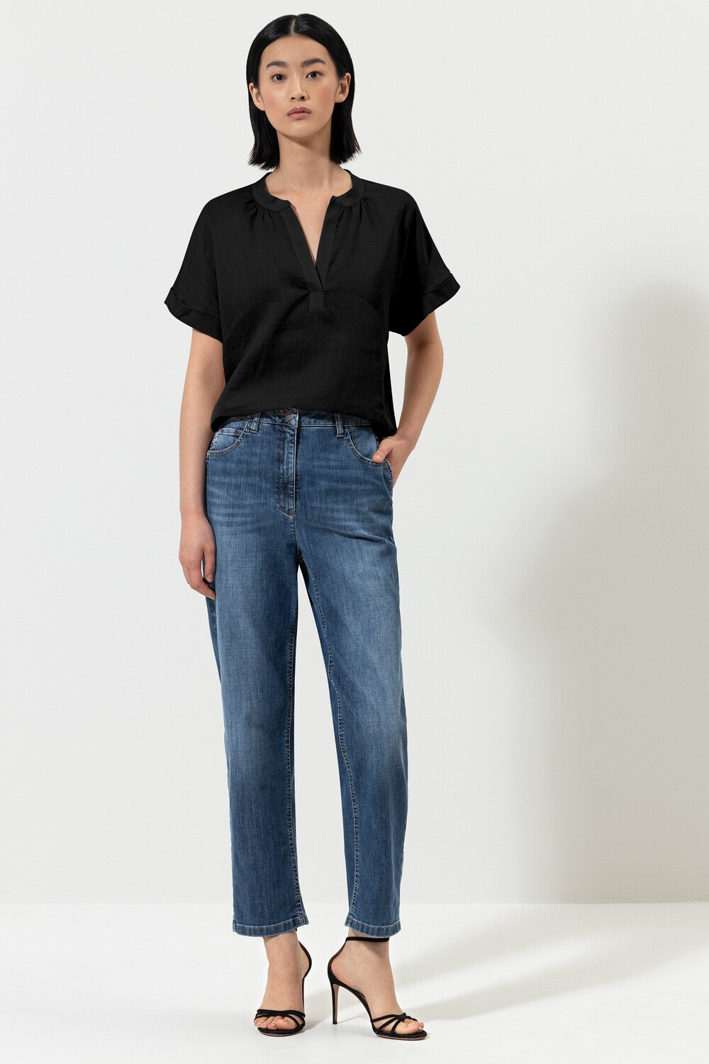 

Рубашка Ramie с трикотажной спинкой LUISA CERANO, цвет deep black