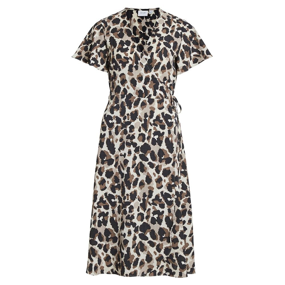 

Платье миди Vila Loe Short Sleeve Wrap, бежевый