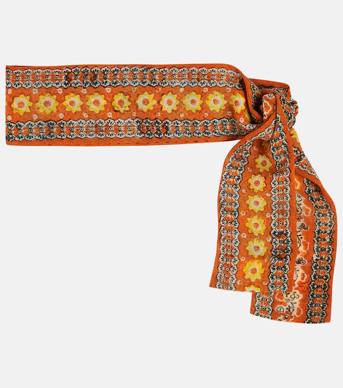 цена Шелковый шарф с цветочным принтом Loro Piana, апельсин