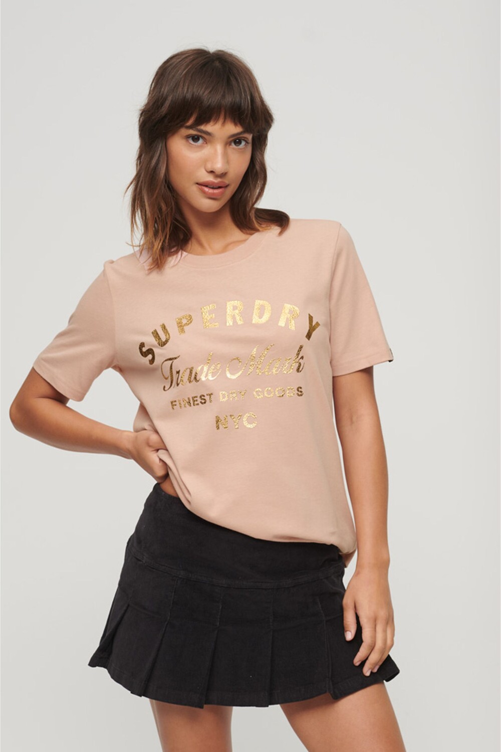 

Роскошная футболка с металлизированным логотипом Superdry, розовый