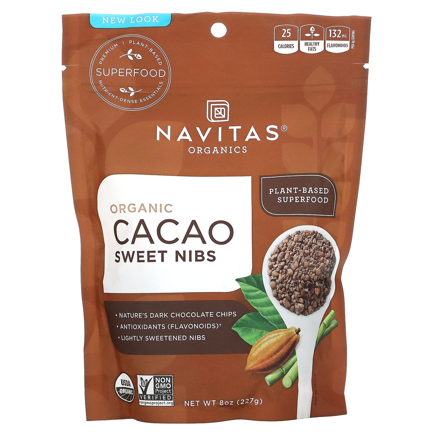 

Органические сладкие перья какао, 227 г (8 унций), Navitas Organics