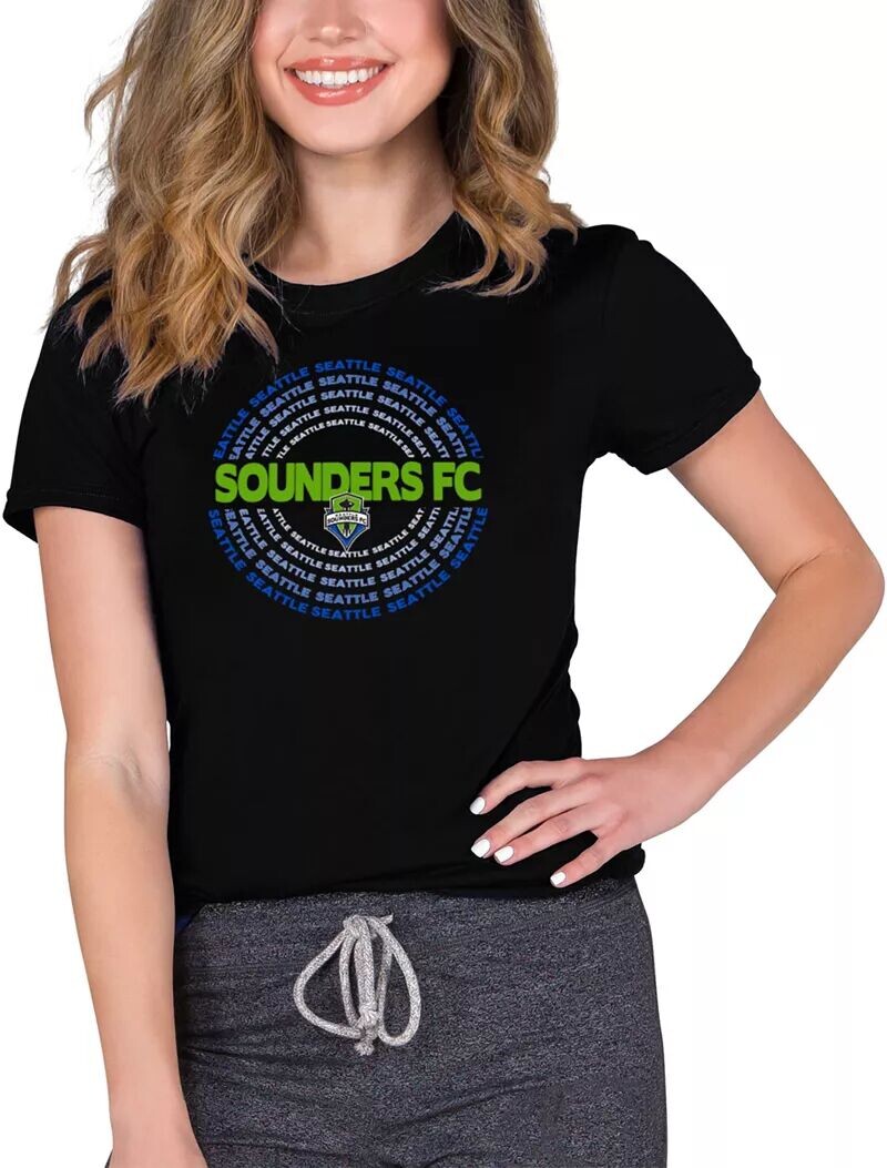

Женская вязаная черная футболка Concepts Sport Seattle Sounders Marathon