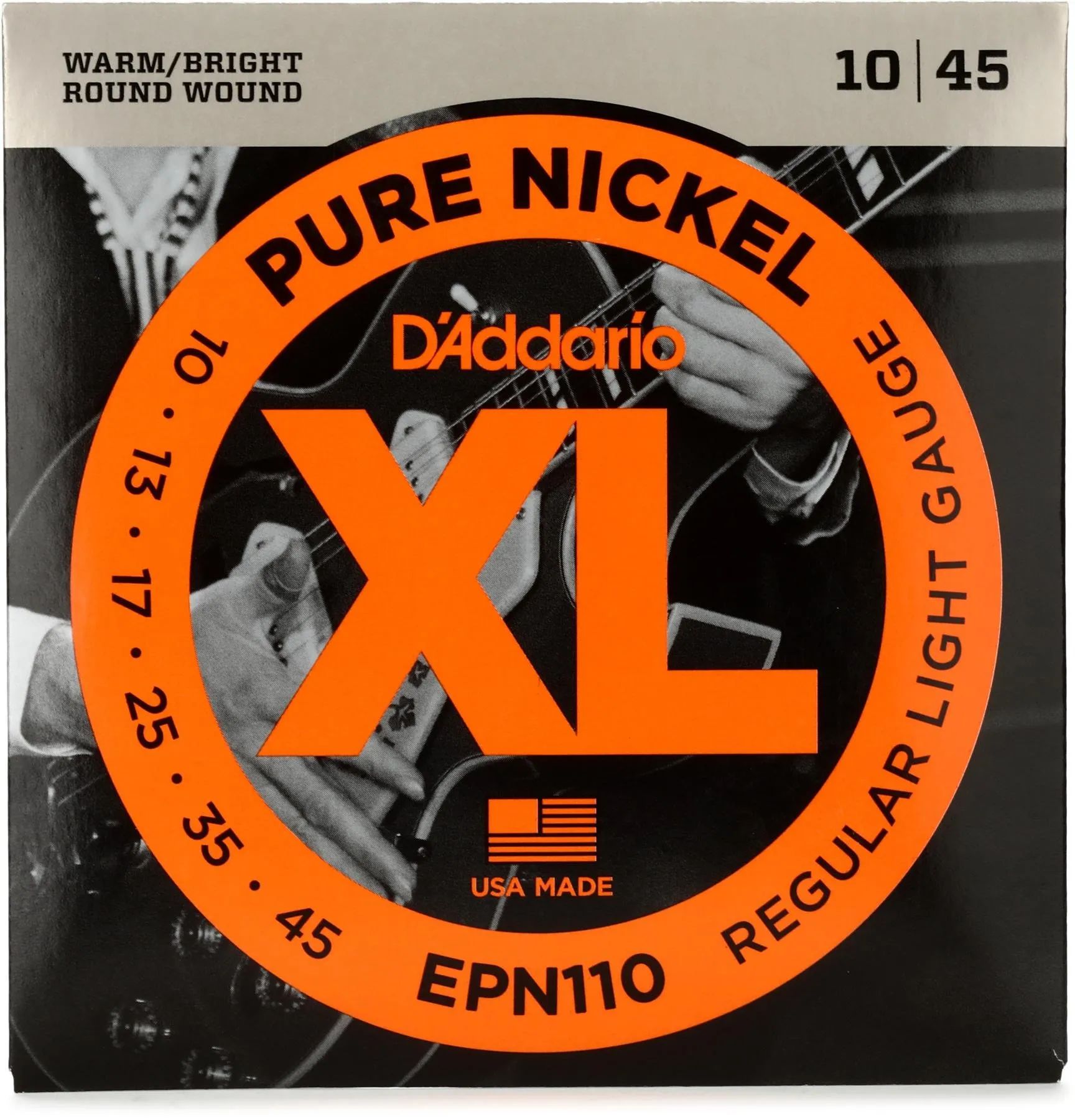 

Струны для электрогитары D'Addario EPN110 из чистого никеля — .010-.045, обычные светлые