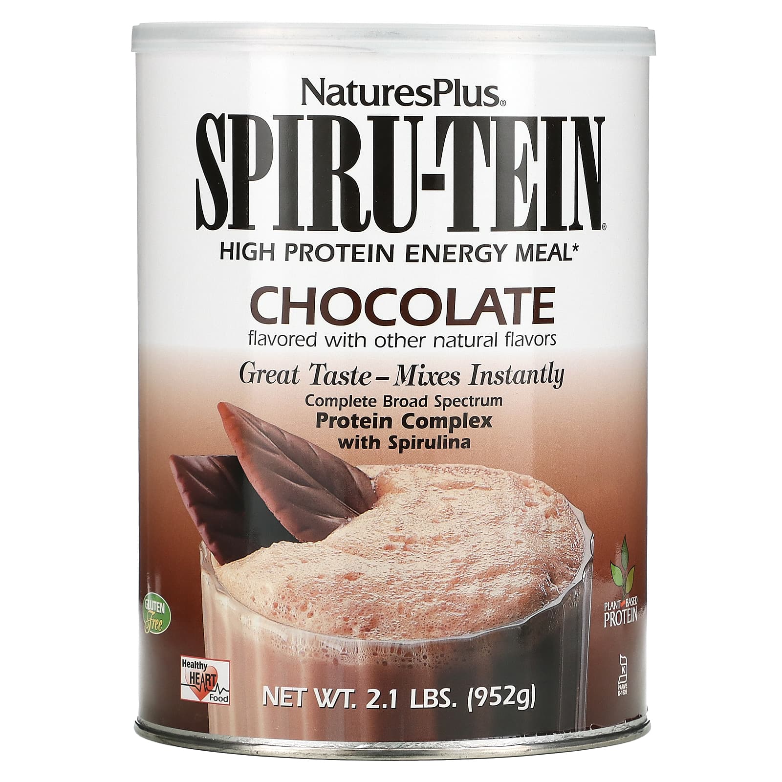 Nature's Plus Spiru-Tein энергетическая еда с высоким содержанием белка шоколадный вкус 2.1 фунтов (952 г)
