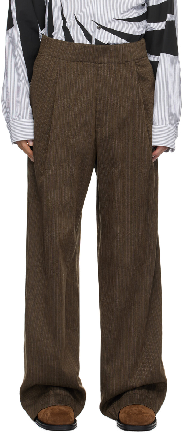 

Коричневые брюки в полоску Dries Van Noten, Коричневый