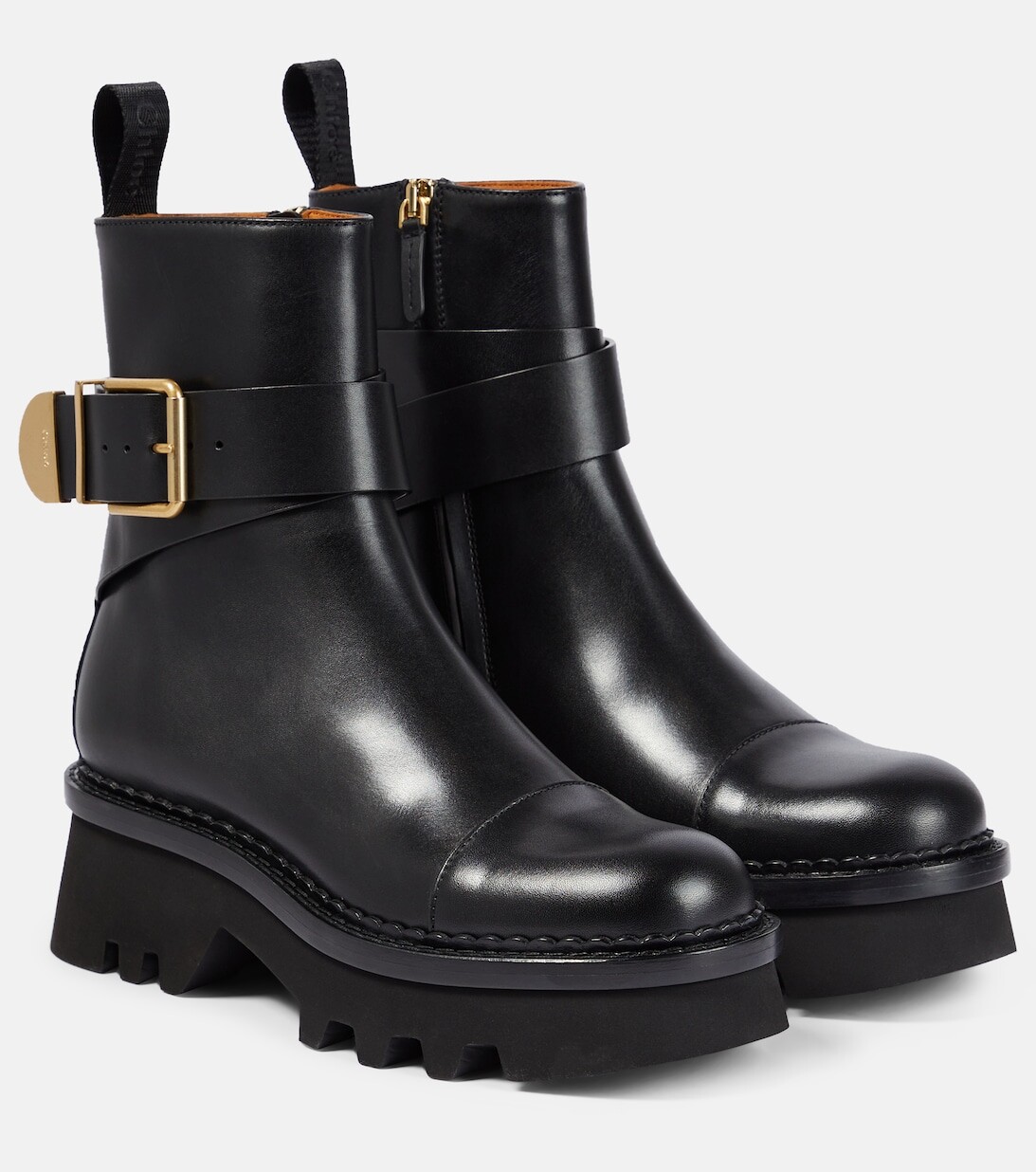 

Кожаные ботильоны Chloé, черный