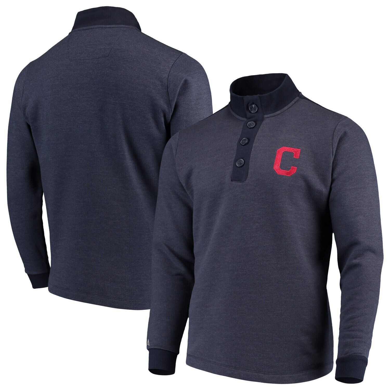 

Мужской темно-синий пуловер с пуговицами Cleveland Indians Antigua