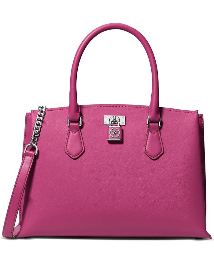 

Рубиновая кожаная сумка-портфель среднего размера с двумя отделениями Michael Kors, красный