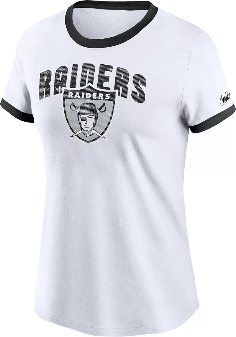 

Женская белая футболка Nike Las Vegas Raiders Rewind Team