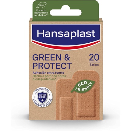 Hansaplast Green & Protect Биоразлагаемые повязки Экологичная защита от ран, 20 шт. 20 шт медицинские гипоаллергенные нетканые клейкие повязки для ран