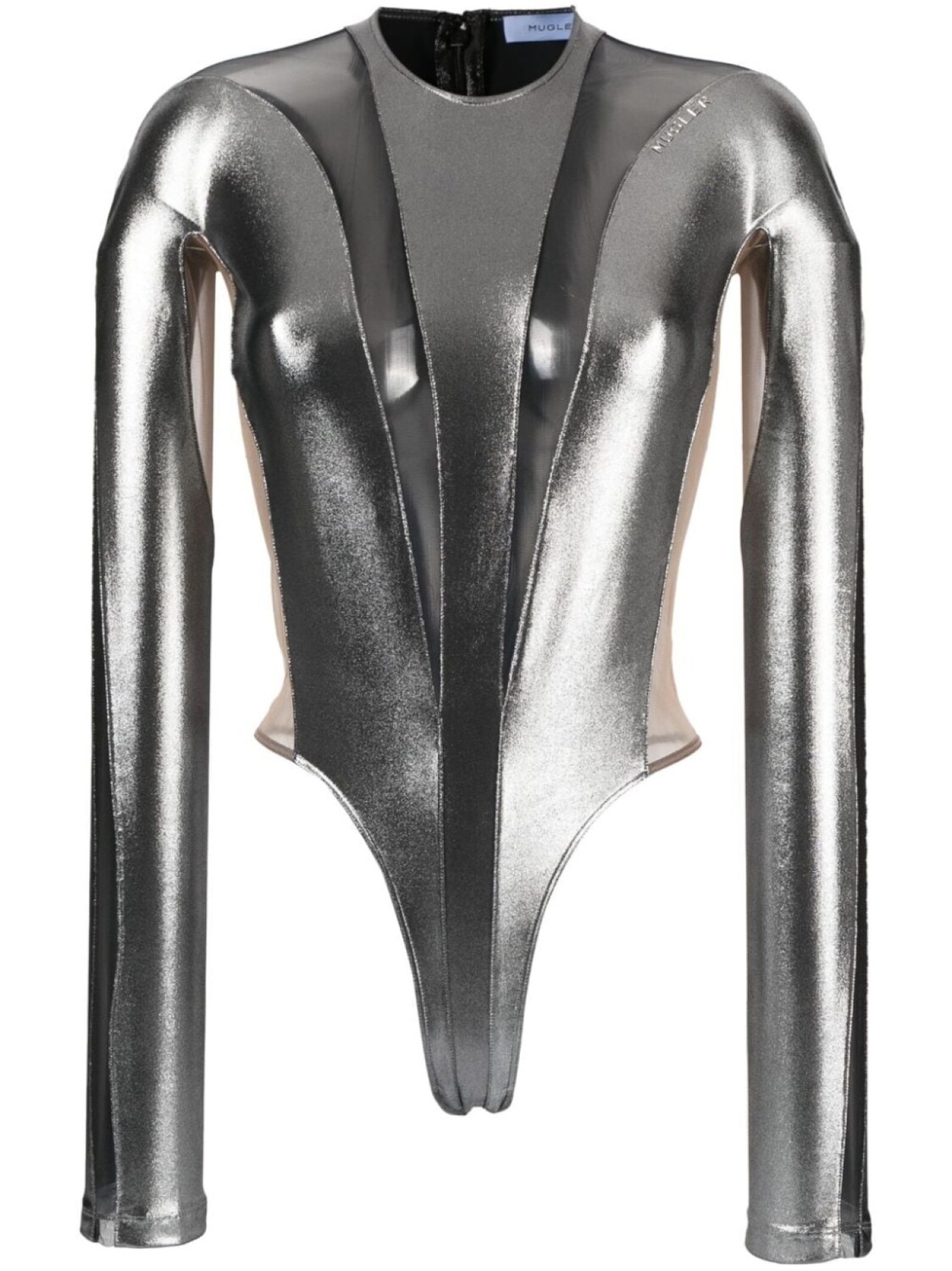 

Mugler боди с прозрачными вставками, серый