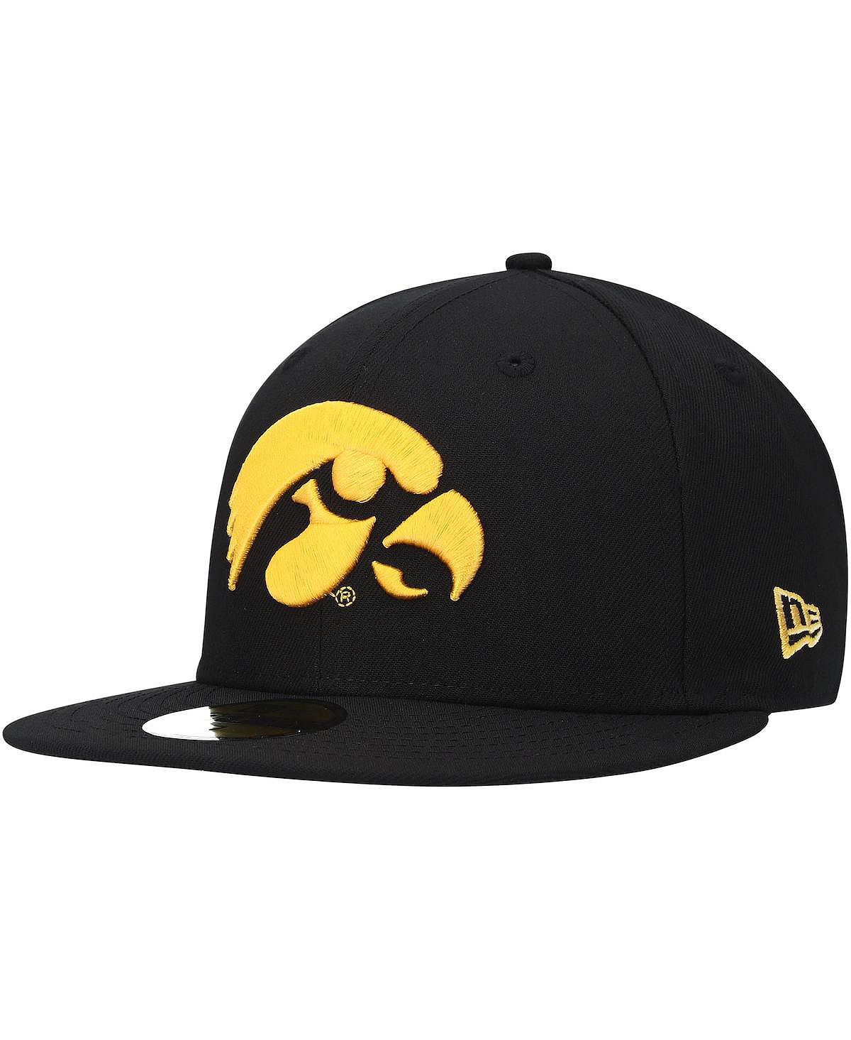 Мужская базовая шляпа с логотипом Iowa Hawkeyes черного цвета 59FIFTY New Era