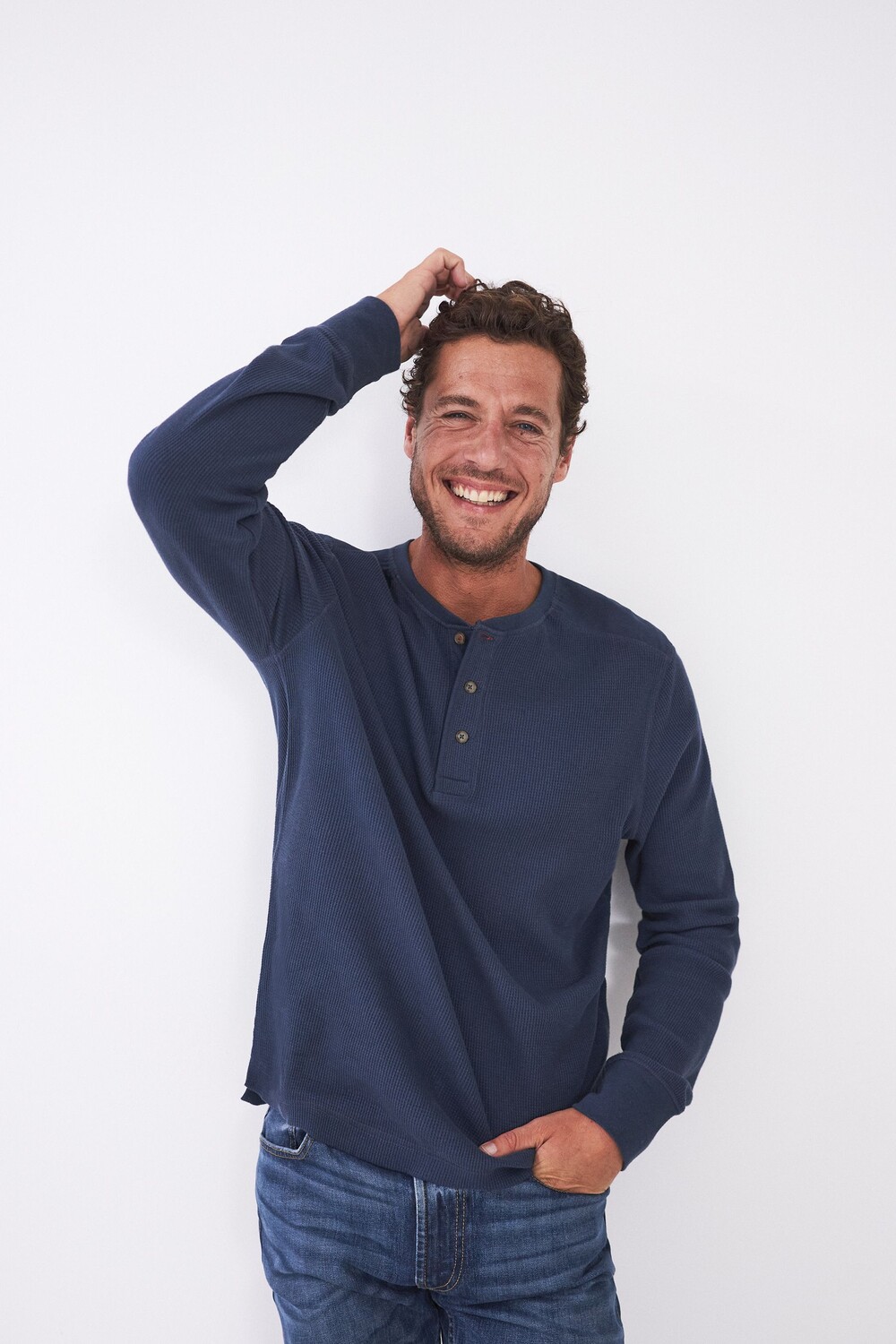 

Футболка Henley Porter с вафельной фактурой White Stuff, синий