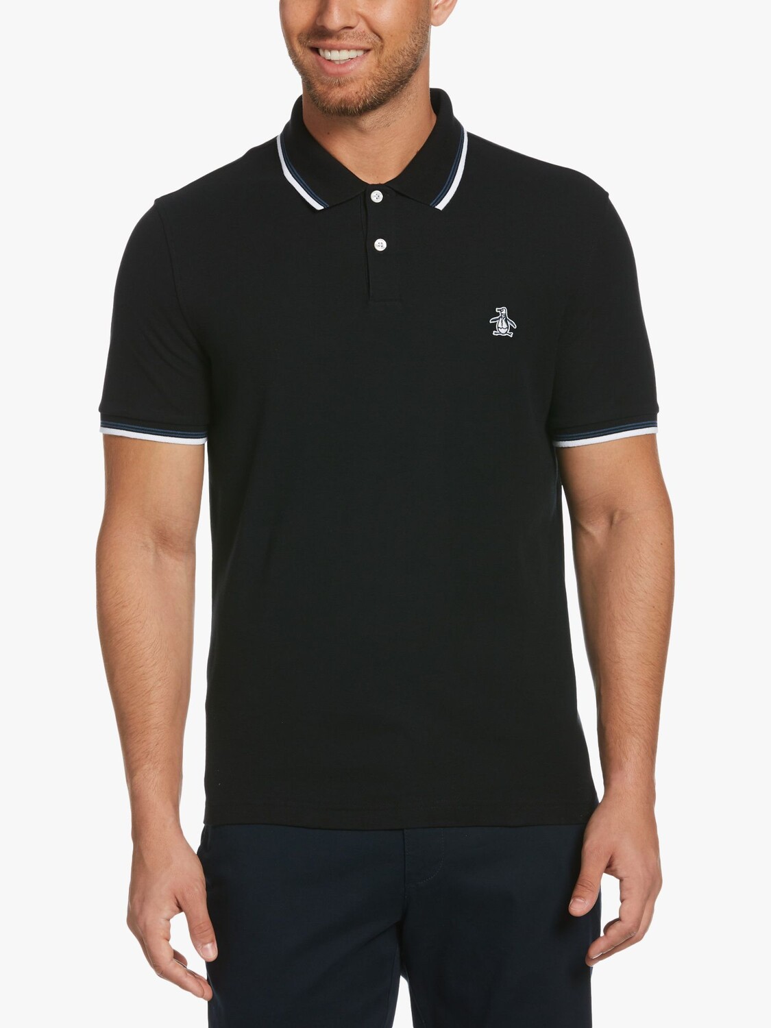 

Рубашка поло из пике с кончиками Original Penguin, черный