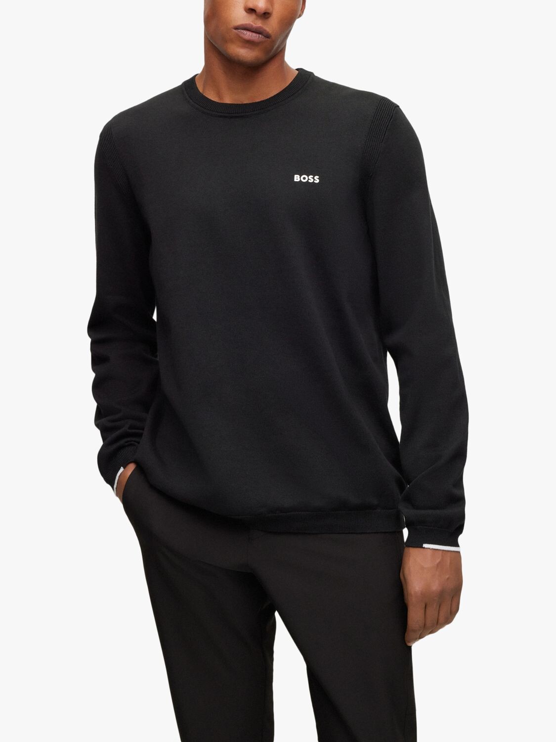 

Хлопковый джемпер BOSS Tech Flex HUGO BOSS, черный