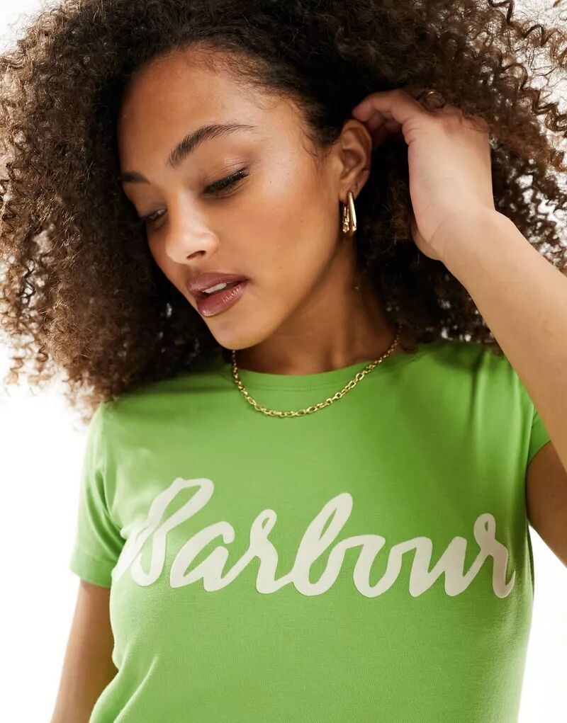 Зеленая футболка с логотипом Barbour Otterburn стеганый жилет otterburn barbour зеленый