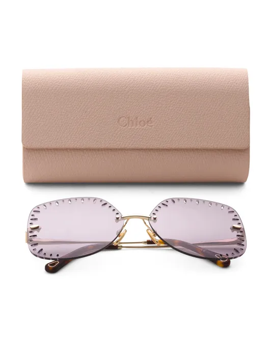 

Круглые солнцезащитные очки 63 мм Chloe, золотой/фиолетовый
