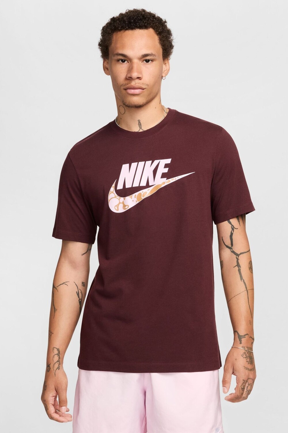 

Футболка из 100% хлопка с принтом в спортивном стиле Nike, бургундия