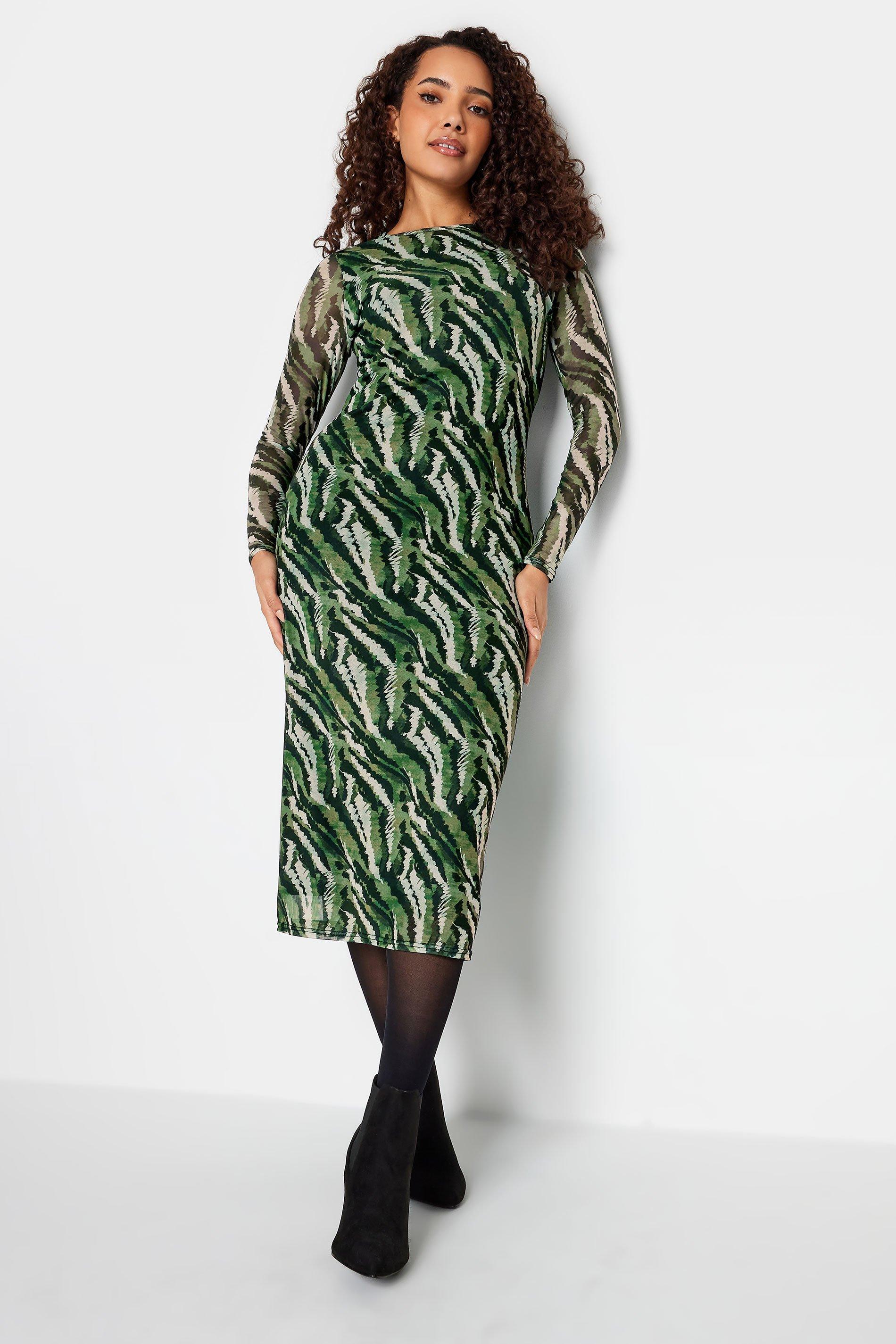 Сетчатое платье миди с животным принтом M&Co, зеленый